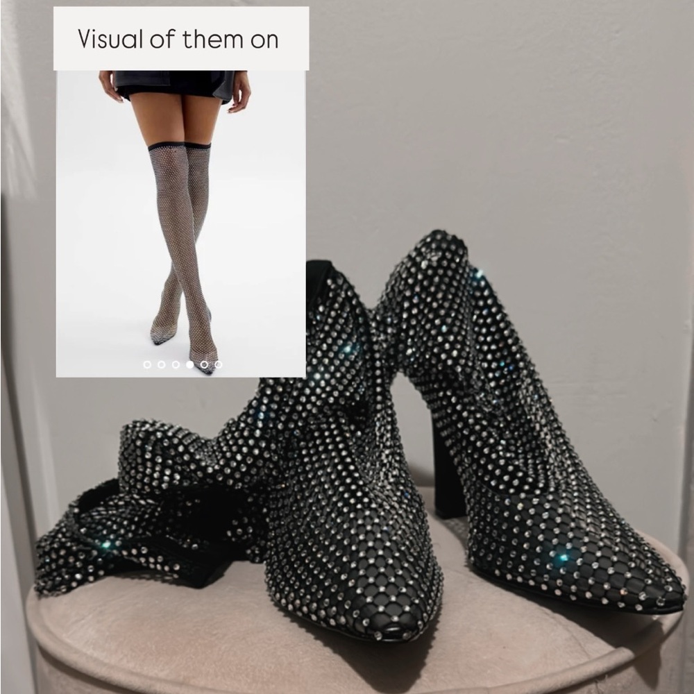 Steve Madden Sapphire Black Over the Knee Boots with Crystal